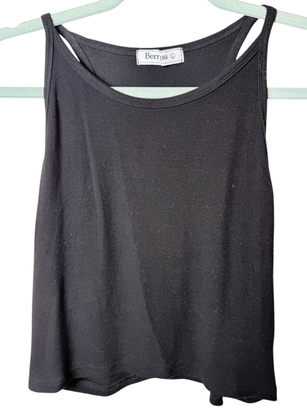 Berryou Large Black Ribbed Tank